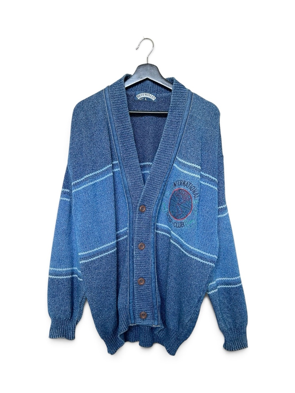 Blue Willi’s Vintage Blue Cotton International Golf Club Cardigan Size Large